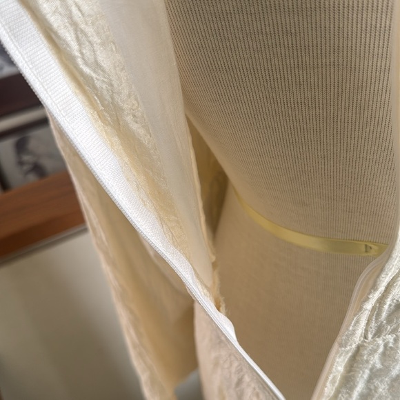 Raw silk organic  bohemian style Cream Long Sleeve Dress - Picture 5 of 7